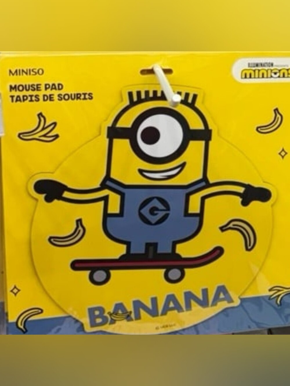 Miniso Yellow Minion Skateboard Mouse Pad
